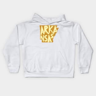 Arkansas Doodle Letters Map Outline-yellow Kids Hoodie